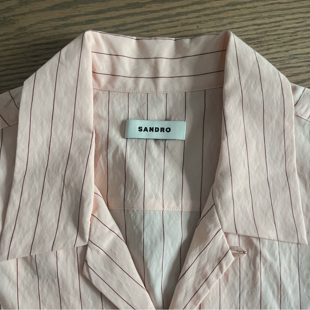NWT Sandro Paris Vita Striped Button Down Shirt Size XL - Picture 4 of 9
